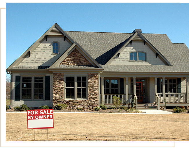 A house with for sale sign in front of it